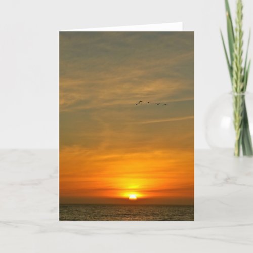 OCEAN SUNSET WITH MIGRATING BIRDS CARD