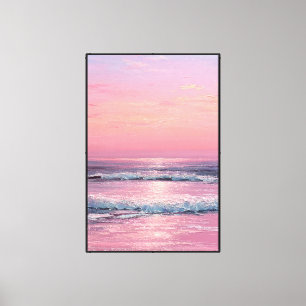 Ocean Sunset with Pastel Sky Reflections Abstract Canvas Print