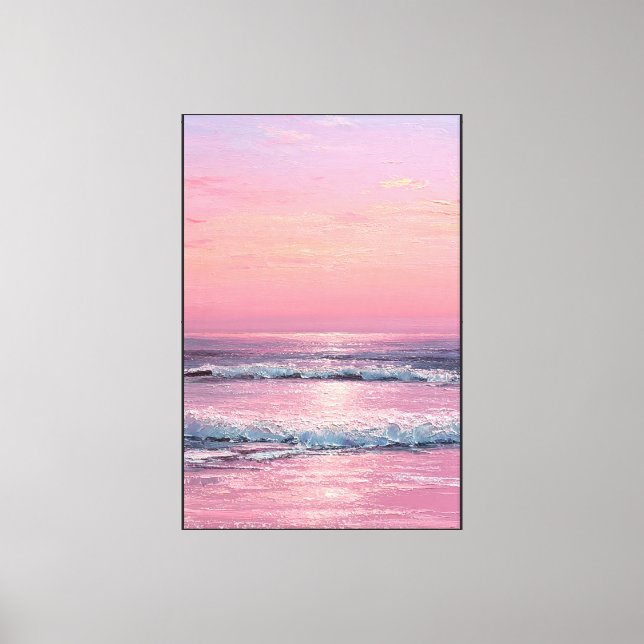 Ocean Sunset with Pastel Sky Reflections  Abstract Canvas Print (Front)