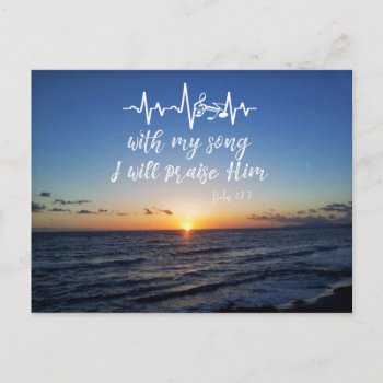 Ocean Sunset With Psalms Praise Him Bible Verse Postcard by Christian_Quote at Zazzle