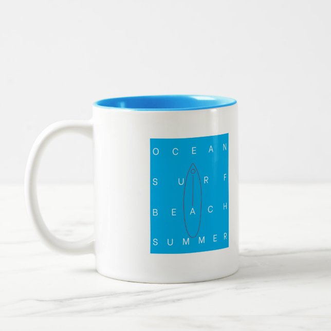 OCEAN SURF BEACH SUMMER  Two-Tone COFFEE MUG (Left)