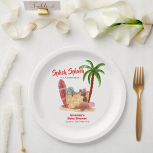Ocean Surf Plam Tree Beach Bag Baby Shower Paper Plates