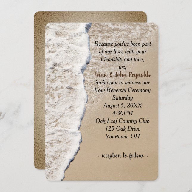 Ocean Surf Wedding Vow Renewal  Invitation (Front/Back)
