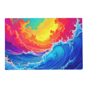 Ocean Surge: Radiant Sunset Wave Placemat
