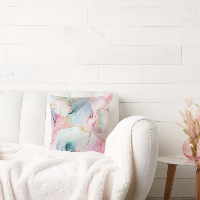 OCEAN SWIRL MARBLE BLUE PILLOW  (Couch)