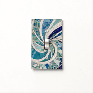 Ocean Swirl Whirling Blue & White Sea theme Mosaic Light Switch Cover
