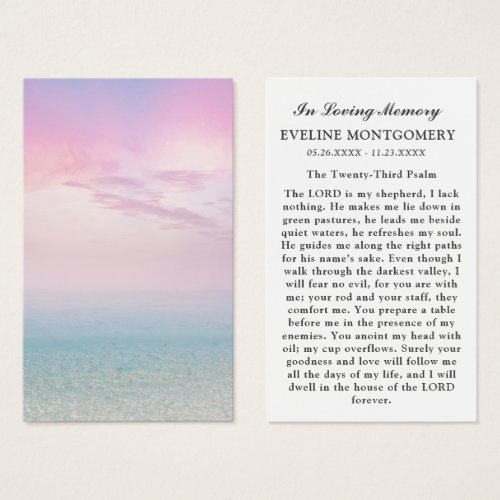 Ocean Sympathy Funeral Memorial Prayer Cards