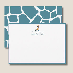 Ocean Teal Giraffe Skin New Baby Nursery Note Card