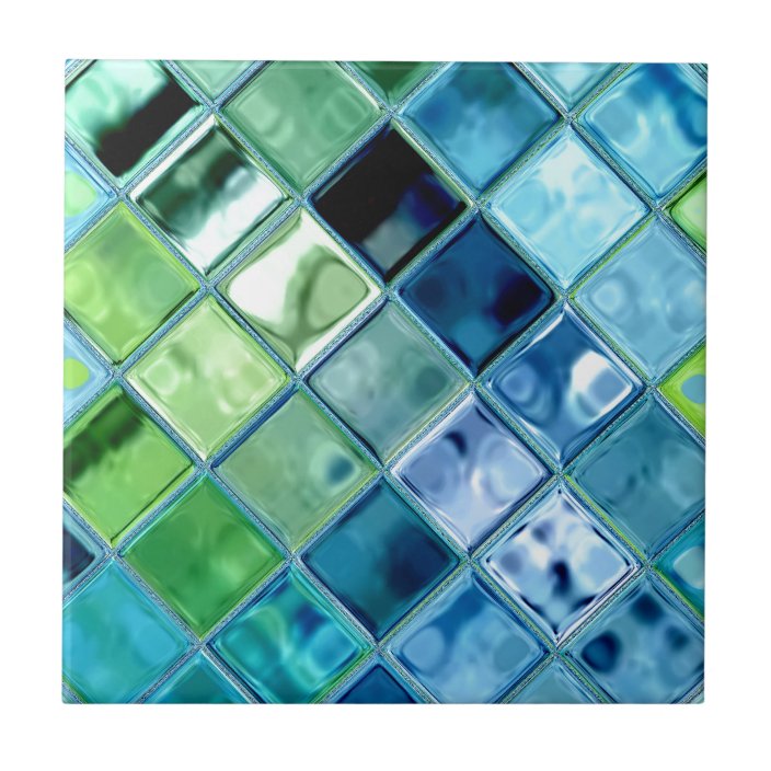 Ocean Teal Glass Mosaic Tile Art | Zazzle.com