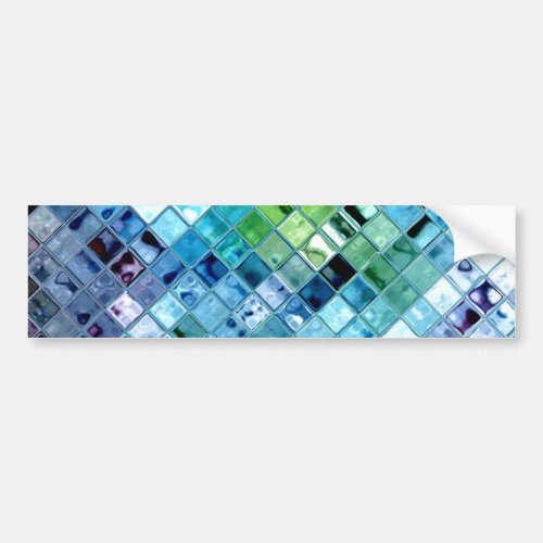 Ocean Teal Glass Mosaic Tile Art Bumper Sticker
