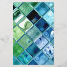 Ocean Teal Glass Tile Art Paper