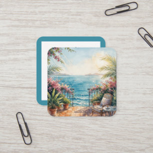Ocean Terrace with a Peaceful View Square Business Card