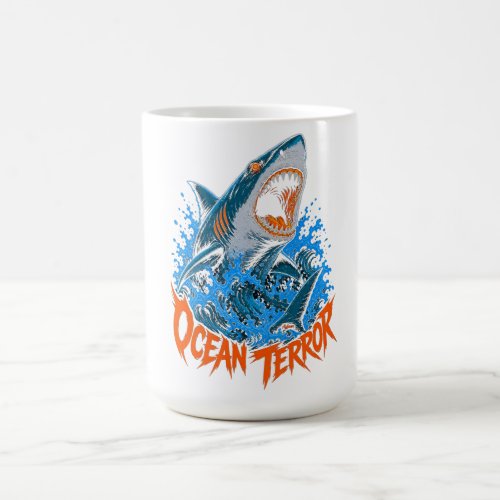 Ocean Terror Shark Graphic Men's T-Shirt Coffee Mug