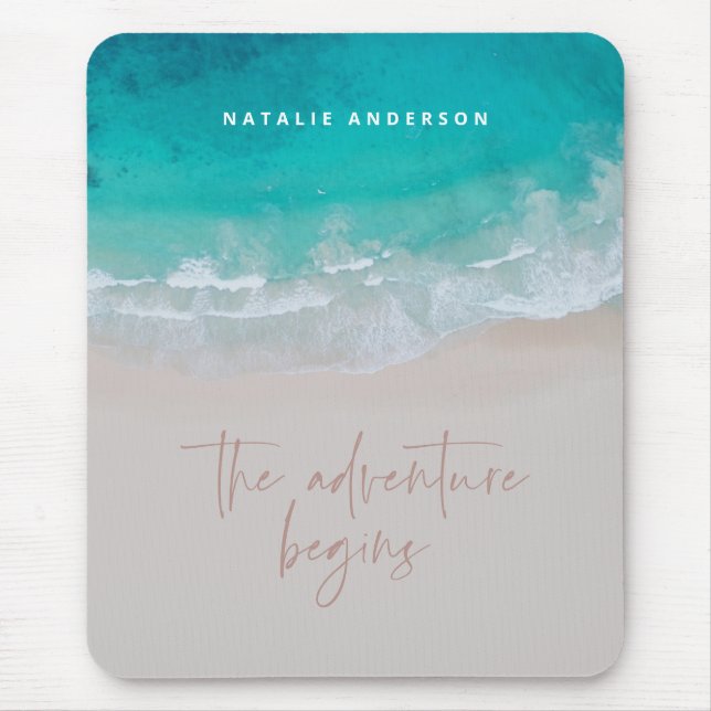 Ocean the adventure begins modern colorful mouse pad (Front)