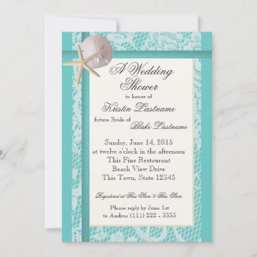 Ocean Theme Aqua Wedding Shower Invitation