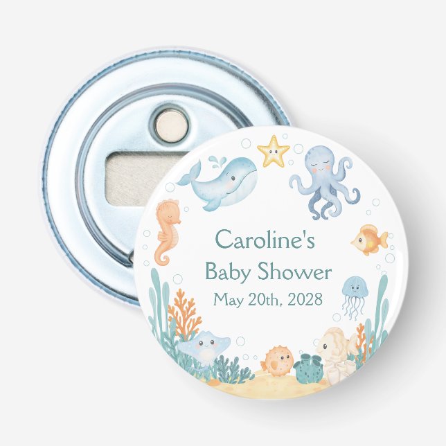 Ocean Theme Baby Shower Bottle Opener (Front)