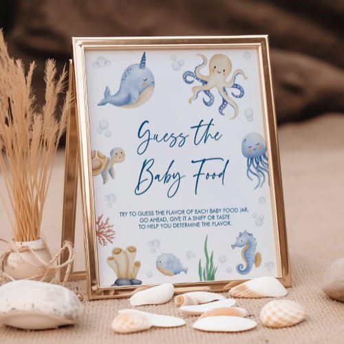 Ocean Theme Baby Shower Guess The Baby Food Sign