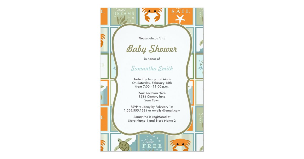 Ocean Theme Baby Shower Invitation | Zazzle.com