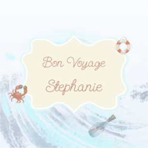 Ocean Theme Bon Voyage Personalized with Name Sticker