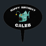 Ocean Theme Boys Birthday Anglerfish Black Cake Topper<br><div class="desc">Celebrate that special little one in your life with these fun anglerfish cake toppers. Perfect for ocean or deep sea parties and birthdays! Find matching party items in my shop.</div>