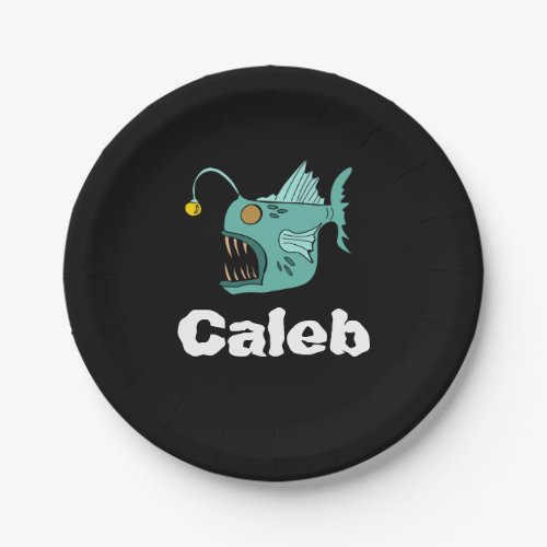 Ocean Theme Boys Birthday Anglerfish Black Paper Plates