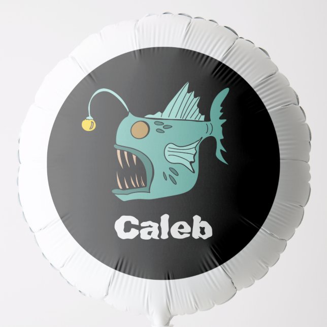 Ocean Theme Boys Birthday Anglerfish Custom Balloon (Front)