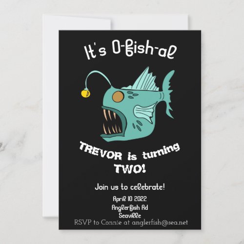 Ocean Theme Boys Birthday Anglerfish O_fish_al Inv Invitation