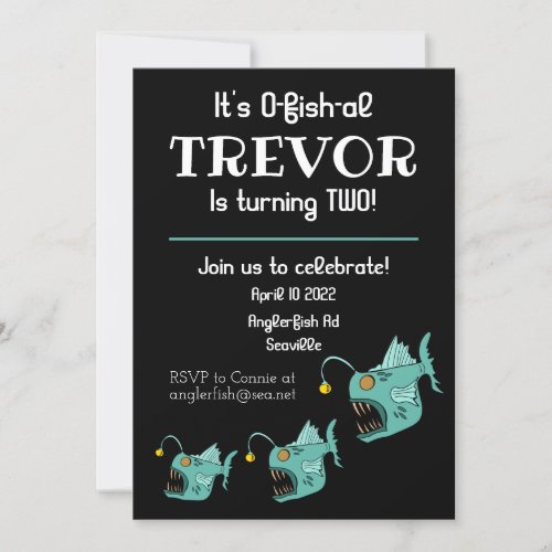 Ocean Theme Boys Birthday Anglerfish O_fish_al  Invitation