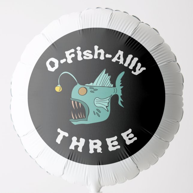 Ocean Theme Boys Birthday Anglerfish O-fish-ally Balloon (Front)