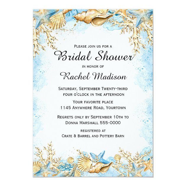 Ocean Theme Bridal Shower Invitation
