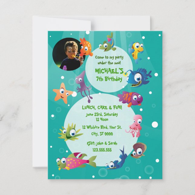 Ocean Theme Children's Birthday Party Invitation (Front)