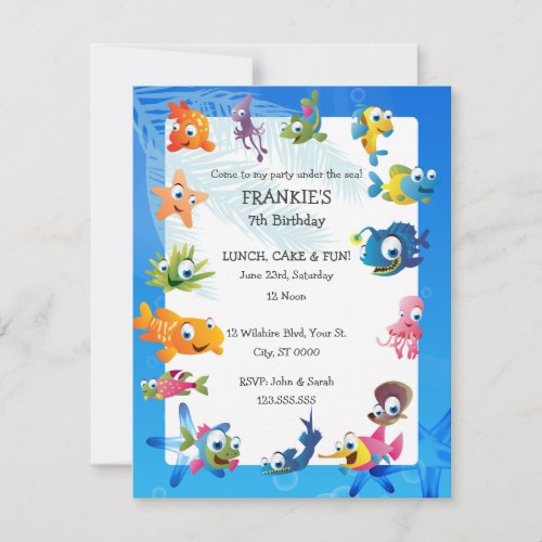 Ocean Theme Children's Birthday Party Invitation
