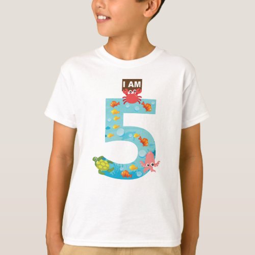 ocean theme Fifth 5th Birthday T_Shirt