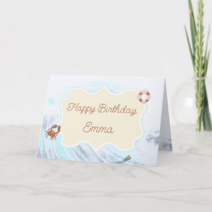Ocean Theme Happy Birthday Personalized with Name Card