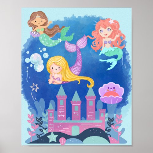Ocean Theme Nursery Decor Mermaid Art Print