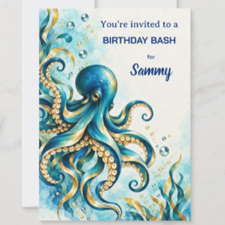 Ocean Theme | Octopus | Birthday Party  Invitation