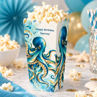 Ocean Theme | Octopus | Celebration Event Popcorn Favor Boxes