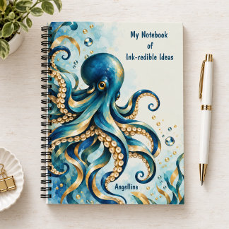 Ocean Theme | Octopus | Whimsical  Notebook