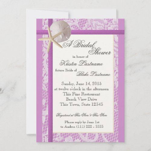 Ocean Theme Purple Wedding Shower Invitation