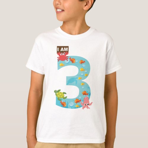 ocean theme Third 3rd Birthday T_Shirt