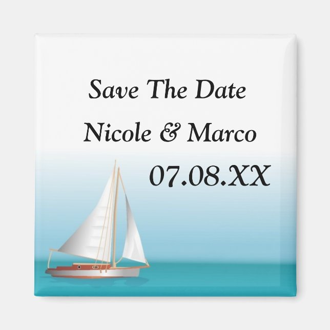 Ocean Theme Wedding Save The Date Magnet (Front)