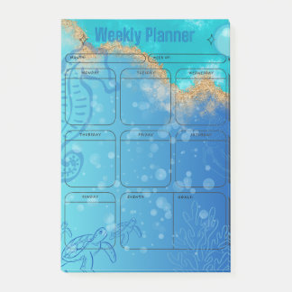 Ocean theme weekly planner post-it notes