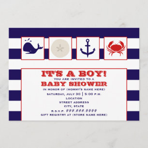 Ocean Themed Baby Shower Invitation