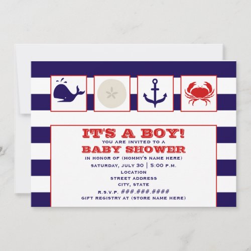Ocean Themed Baby Shower Invitation