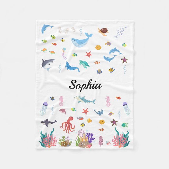 Ocean-Themed Blanket For Babies, Kids, Adults (Front)