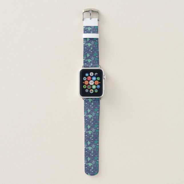 Ocean Themed Deep Sea Stingray Coral Reef Apple Watch Band (Front)