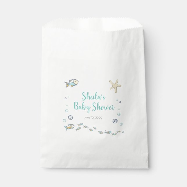 Ocean Themed Fish and Bubbles Baby Shower Favor Bag (Front)