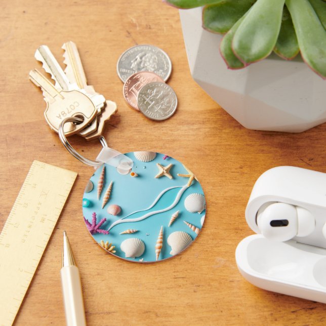 Ocean-Themed Keychain – Sea Life Design with Shell (Desk)