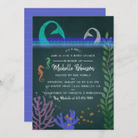 Ocean themed Mermaid Chalkboard Baby Shower Invite