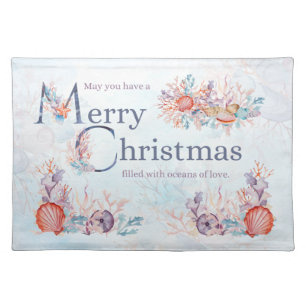 Ocean-themed Merry Christmas Cloth Placemat